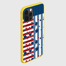 Чехол для iPhone 12 Pro Blue stars on a striped pattern, цвет: 3D-желтый — фото 2