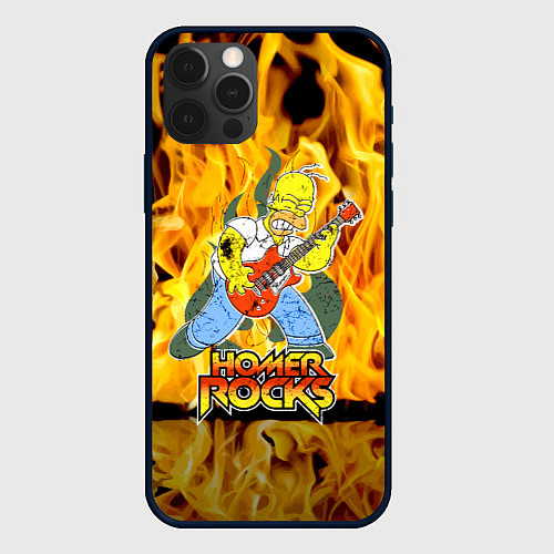 Чехол iPhone 12 Pro Гомер Симпсон - соло на гитаре! / 3D-Черный – фото 1
