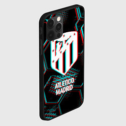 Чехол для iPhone 12 Pro Atletico Madrid FC в стиле glitch на темном фоне, цвет: 3D-черный — фото 2