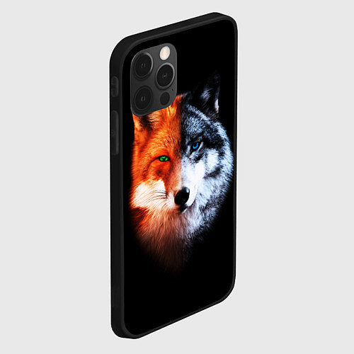 Чехол iPhone 12 Pro Волк и Лисица / 3D-Черный – фото 2