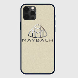Чехол iPhone 12 Pro Maybach логотип на бежевой коже