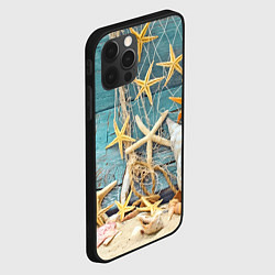 Чехол для iPhone 12 Pro Натюрморт из сети, морских звёзд и ракушек - лето, цвет: 3D-черный — фото 2