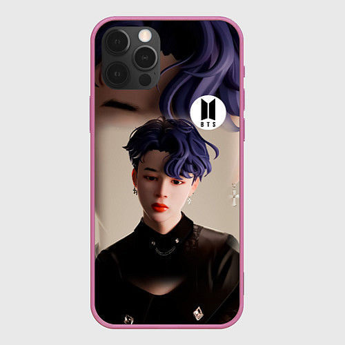 Чехол iPhone 12 Pro BTS BLACK SWAN ART / 3D-Малиновый – фото 1