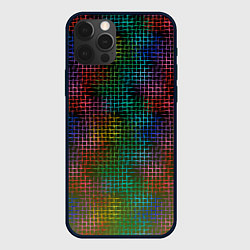 Чехол для iPhone 12 Pro Неоновый сетчатый узор, цвет: 3D-черный