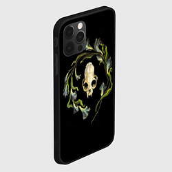 Чехол для iPhone 12 Pro Череп кошки и цветы, цвет: 3D-черный — фото 2