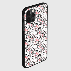 Чехол для iPhone 12 Pro Бело-розовые цветы с черной обводкой, цвет: 3D-черный — фото 2
