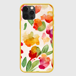 Чехол для iPhone 12 Pro Романтичные акварельные цветы, цвет: 3D-желтый