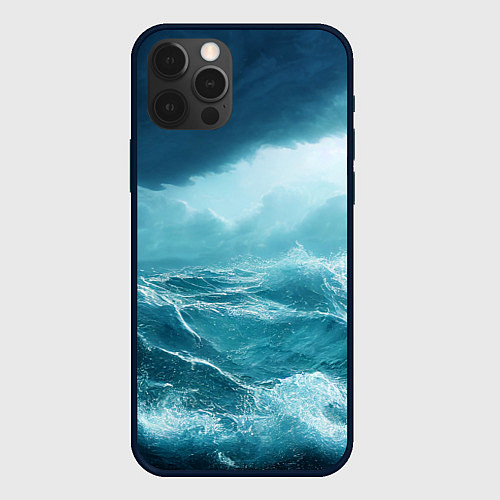 Чехол iPhone 12 Pro Буря в море / 3D-Черный – фото 1