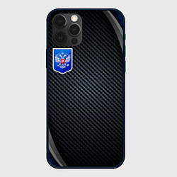 Чехол для iPhone 12 Pro Black & blue Russia, цвет: 3D-черный