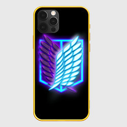 Чехол iPhone 12 Pro Attack on Titan neon logo