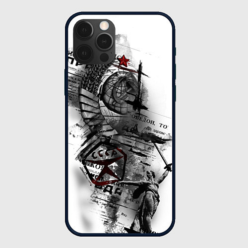 Чехол iPhone 12 Pro СССР - газета / 3D-Черный – фото 1