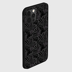 Чехол для iPhone 12 Pro Белые контуры тропических листьев на черном, цвет: 3D-черный — фото 2