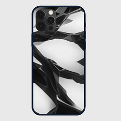 Чехол для iPhone 12 Pro Осколки кристалла, тёмная абстракция, цвет: 3D-черный