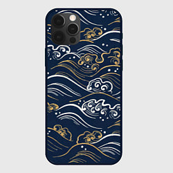Чехол для iPhone 12 Pro Японский узор волны, цвет: 3D-черный