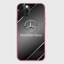 Чехол для iPhone 12 Pro Mercedes Карбон, цвет: 3D-малиновый