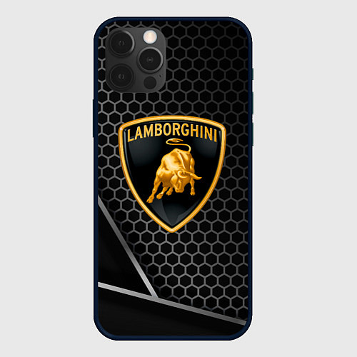 Чехол iPhone 12 Pro Lamborghini Соты карбон / 3D-Черный – фото 1