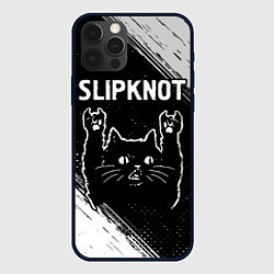 Чехол iPhone 12 Pro Группа Slipknot и рок кот