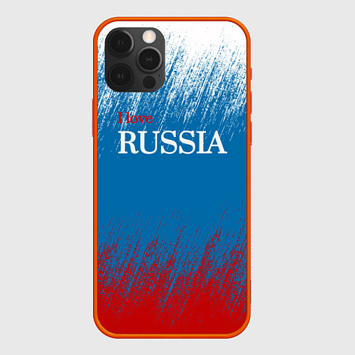 Чехол iPhone 12 Pro Российский триколор - Я люблю Россию / 3D-Красный – фото 1
