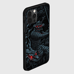 Чехол для iPhone 12 Pro Демонический самурай с драконом, цвет: 3D-черный — фото 2