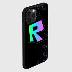 Чехол для iPhone 12 Pro Roblox logo neon, цвет: 3D-черный — фото 2