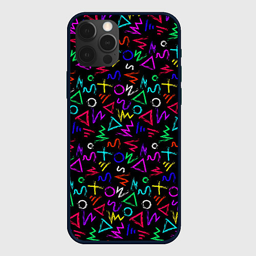 Чехол iPhone 12 Pro League Of Legends: Arcane neon logo / 3D-Черный – фото 1