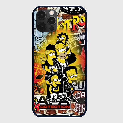 Чехол iPhone 12 Pro Simpsons & Punks not dead! Motto! / 3D-Черный – фото 1