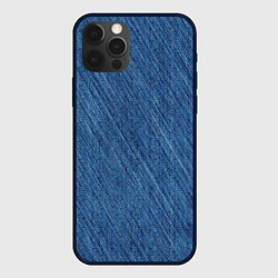 Чехол для iPhone 12 Pro Деним - джинсовая ткань текстура, цвет: 3D-черный
