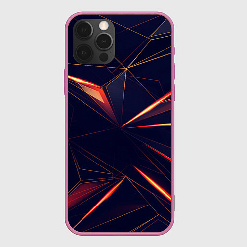 Чехол iPhone 12 Pro Раскаленные грани / 3D-Малиновый – фото 1