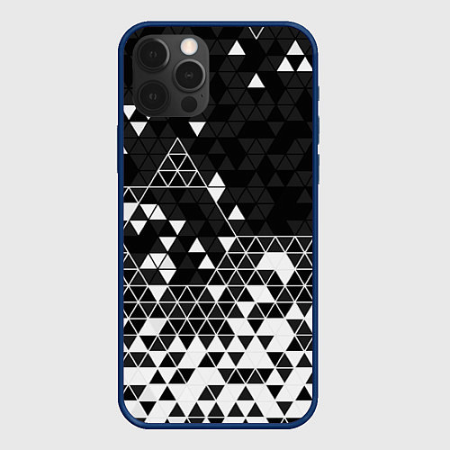 Чехол iPhone 12 Pro Геометрические грани / 3D-Тёмно-синий – фото 1