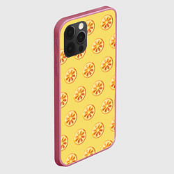 Чехол для iPhone 12 Pro Апельсин Паттерн - Желтая версия, цвет: 3D-малиновый — фото 2
