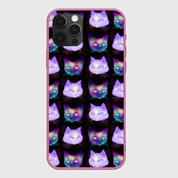 Чехол iPhone 12 Pro Неоновые кошачьи морды