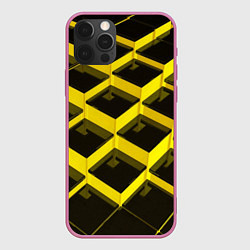 Чехол для iPhone 12 Pro Желтые ступеньки, цвет: 3D-малиновый