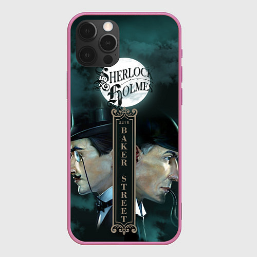 Чехол iPhone 12 Pro Sherlock vs Moriarty / 3D-Малиновый – фото 1