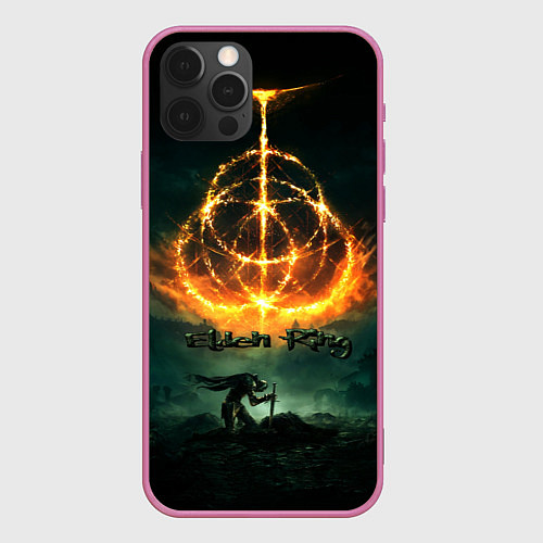 Чехол iPhone 12 Pro Elden ring art пламя / 3D-Малиновый – фото 1