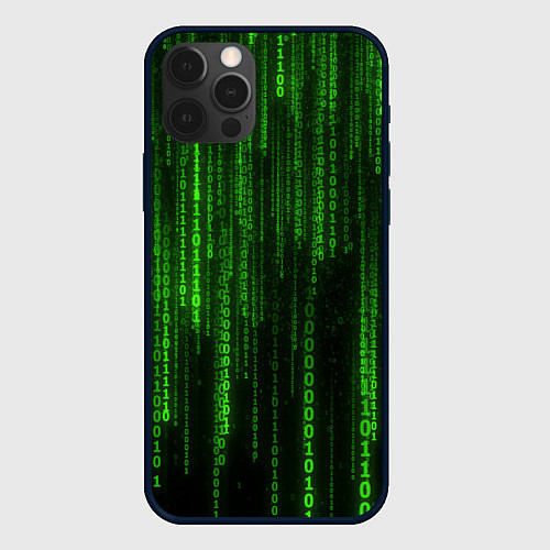 Чехол iPhone 12 Pro Двоичный код зеленый / 3D-Черный – фото 1
