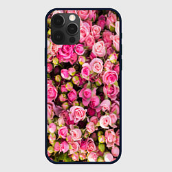 Чехол для iPhone 12 Pro Фон из розовых роз, цвет: 3D-черный
