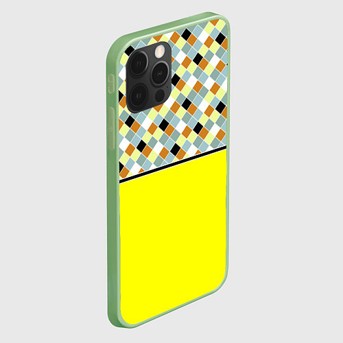 Чехол iPhone 12 Pro Желтый неоновый комбинированный узор / 3D-Салатовый – фото 2