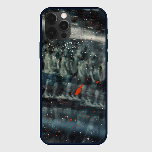 Чехол iPhone 12 Pro Абстрактные тени и капли красок / 3D-Черный – фото 1