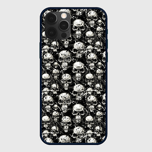 Чехол iPhone 12 Pro Череп с оскалом / 3D-Черный – фото 1