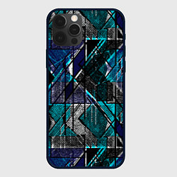 Чехол для iPhone 12 Pro Сине - черная гранжевая абстракция, цвет: 3D-черный