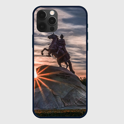 Чехол iPhone 12 Pro Санкт-Петербург: медный всадник / 3D-Черный – фото 1