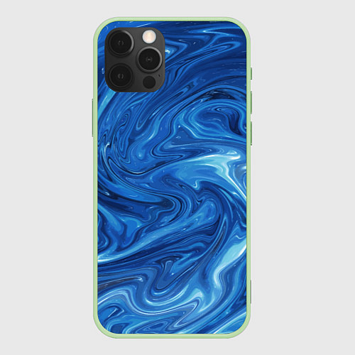 Чехол iPhone 12 Pro Волновые разводы на поверхности воды / 3D-Салатовый – фото 1