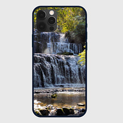 Чехол iPhone 12 Pro Водопад, солнечные лучи и лес