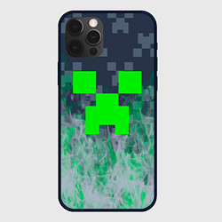 Чехол для iPhone 12 Pro Minecraft - пламя, цвет: 3D-черный