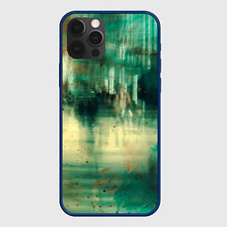 Чехол iPhone 12 Pro Абстрактные зелёные краски и силуэты людей