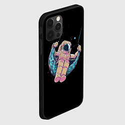 Чехол для iPhone 12 Pro Астронавт качается на луне, цвет: 3D-черный — фото 2