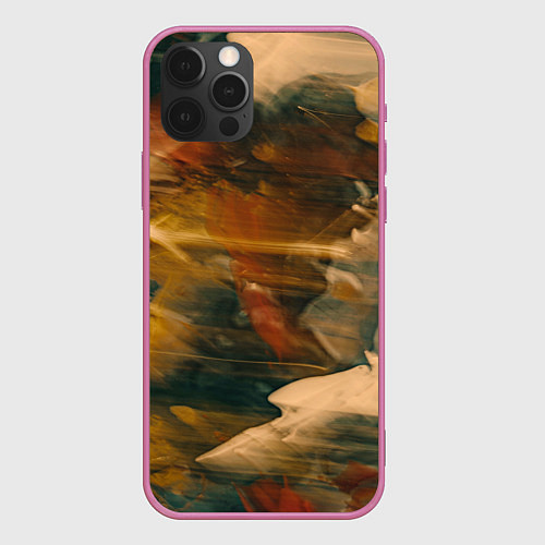 Чехол iPhone 12 Pro Туманные сюрреалистичные краски / 3D-Малиновый – фото 1