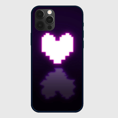 Чехол iPhone 12 Pro Undertale heart neon / 3D-Черный – фото 1