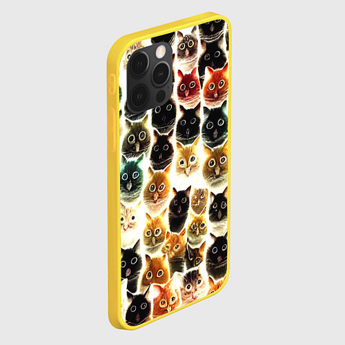 Чехол iPhone 12 Pro Паттерн-котики / 3D-Желтый – фото 2
