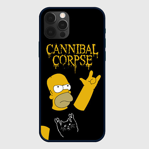 Чехол iPhone 12 Pro Cannibal Corpse Симпсоны Гомер рокер / 3D-Черный – фото 1